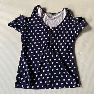 Navy blue polka-dot top
